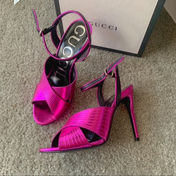 Gucci Shoes - Gucci metallic ankle strap heels